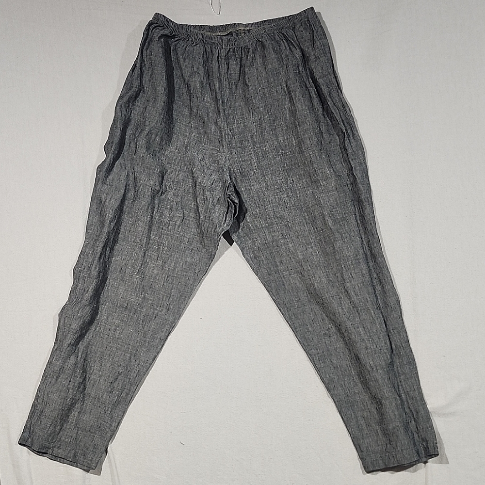 Nannette Keller Vintage Linen Gray Pants Relaxed Fit Womens 2x Made In‎ USA